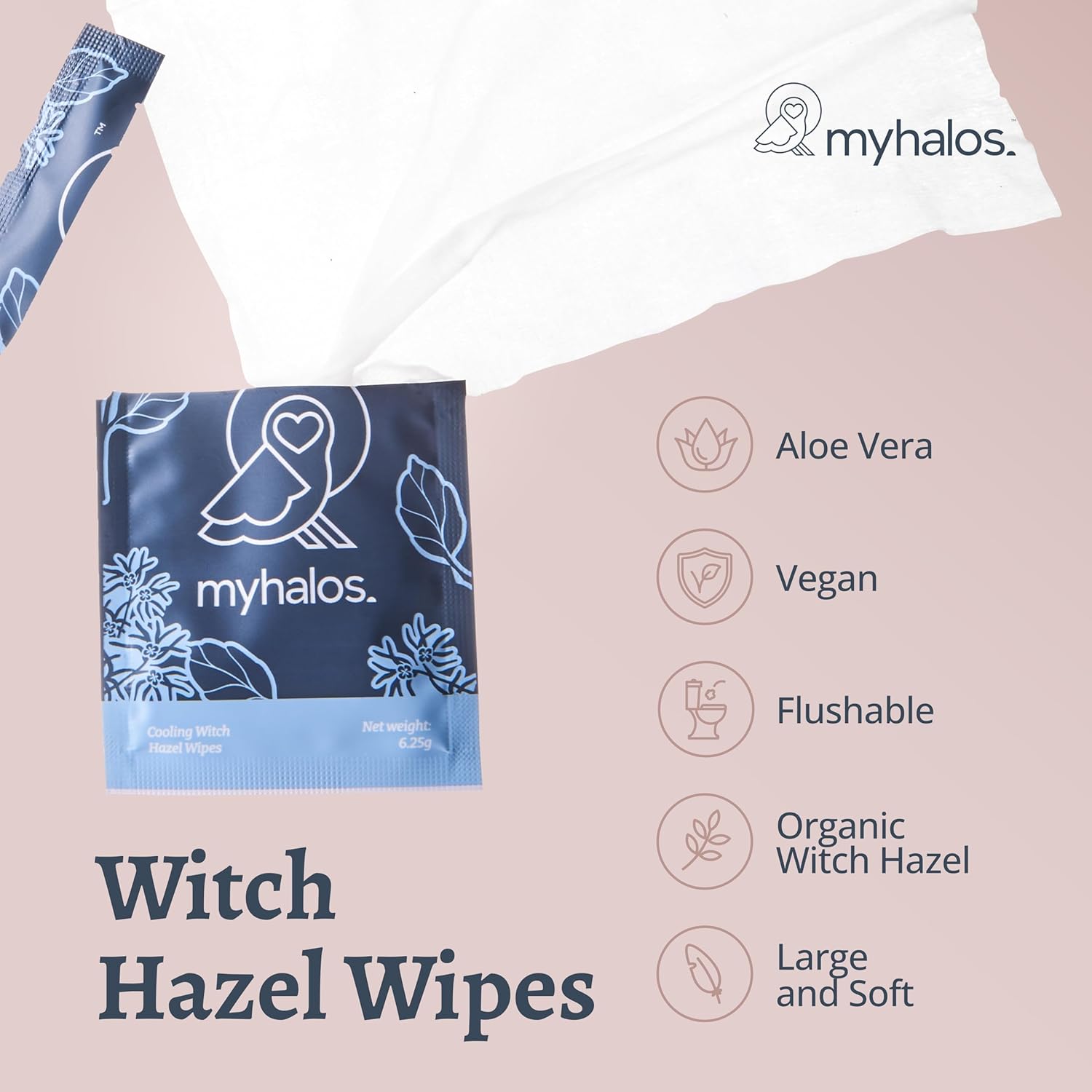 MyHalos 44pcs Perineal Ice Packs for Postpartum & 30 Witch Hazel Wipes for Hemorrhoids, Soothing Witch Hazel Pads Postpartum Ice Pack, Perineal Cold Pads Postpartum & Maternity Ice Pads After Birth-3