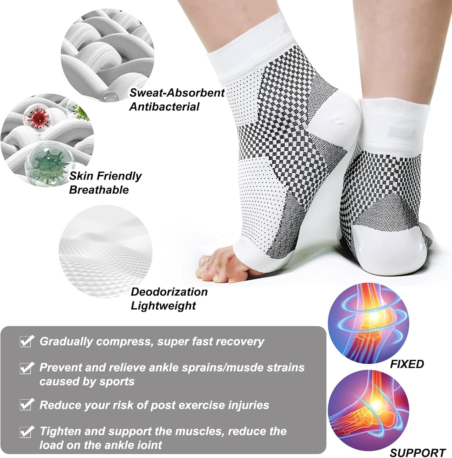 INBOLM 6 Pairs Upgraded Neuropathy Socks for Women and Men,Soothe Relief Socks for Neuropathy Pain Women,Plantar Fasciitis Relief Compression Socks for Arch Pain, Foot Swelling & Fatigue-5