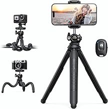 Lamicall Mobile Phone Tripod, Flexible Camera Tripod - Mini Cellphone Tripod Stand Holder, 360° Rotating Travel Smartphone Tripod Mount for Live Streaming, Cellphone, Camera