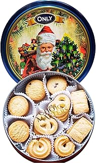 Danish Butter Cookies - Danish Butter Cookies in Festivve Christmas Design Reusable Tin - 454g (16 Ounce) - Great Gift (Santas Grotto)