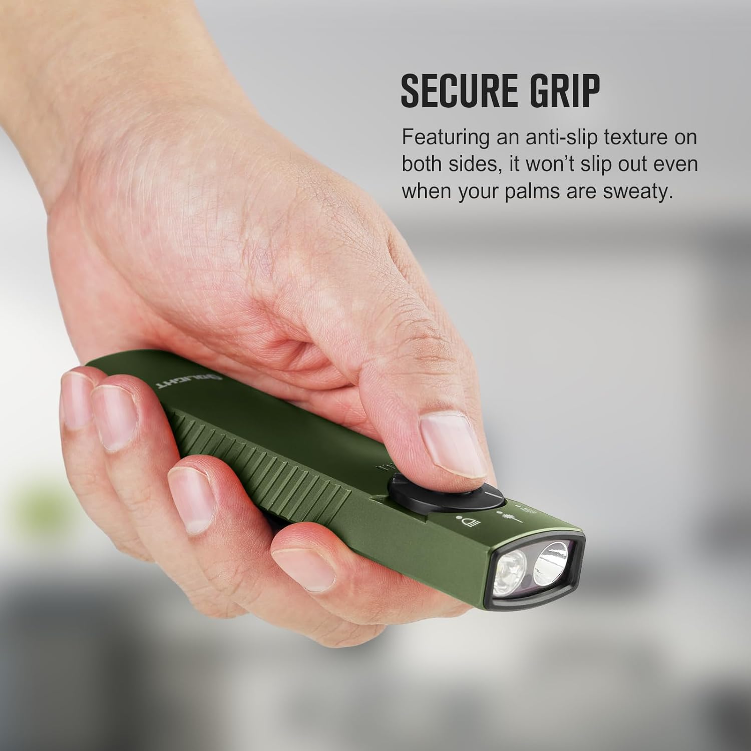 OLIGHT Arkfeld Pro Class1 1300 Lumens Rechargeable EDC Torch with UV LED, Green Beam and White Light, Anti-Slip Grip, Super-Thin Build Flat with Two-Way Pocket Clip for Outdoors, Emergency (OD Green)-5