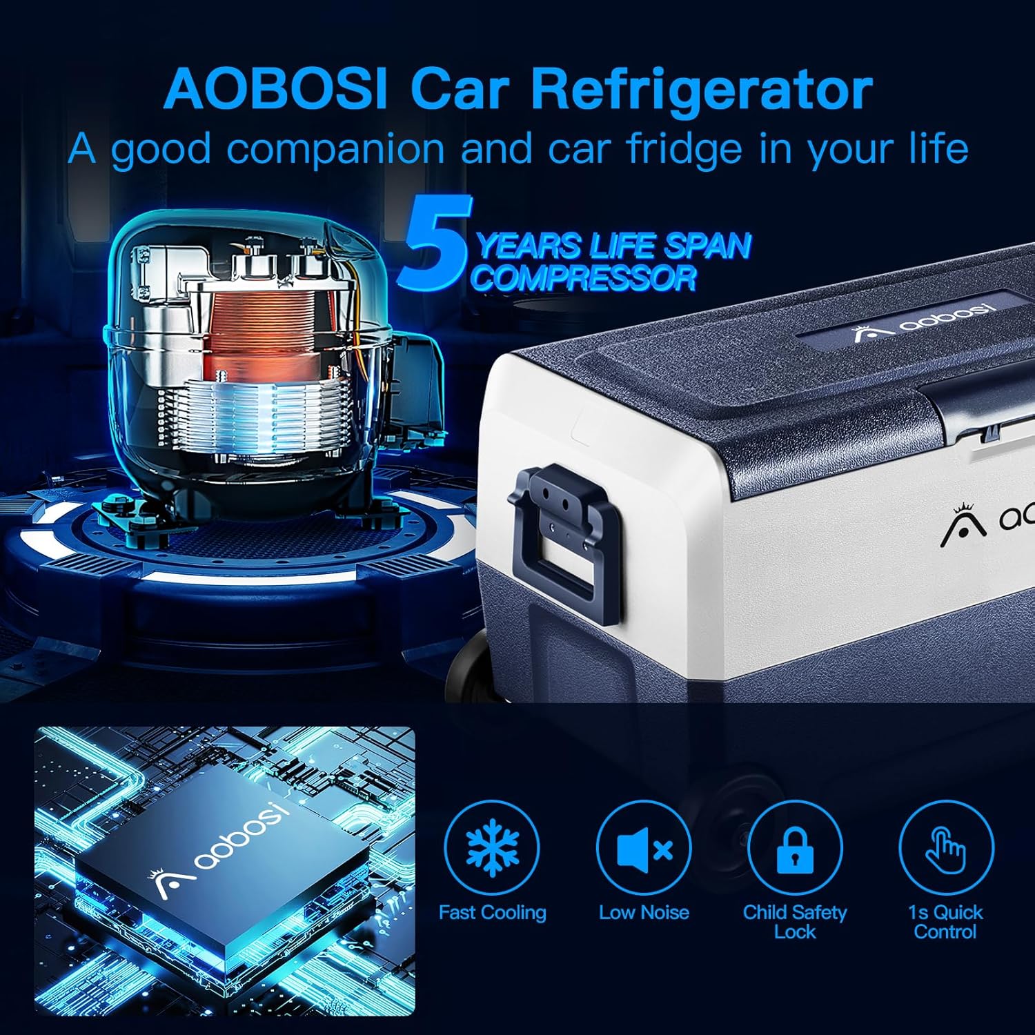 AAOBOSI Car Fridge 36L, Camping Fridge Dual Zone, WIFI APP Control, -20°C-20°C Portable Freezer 12/24V DC and 100-240V AC for Campervan, Driving, Travel, RV, Outdoor, Picnic-5