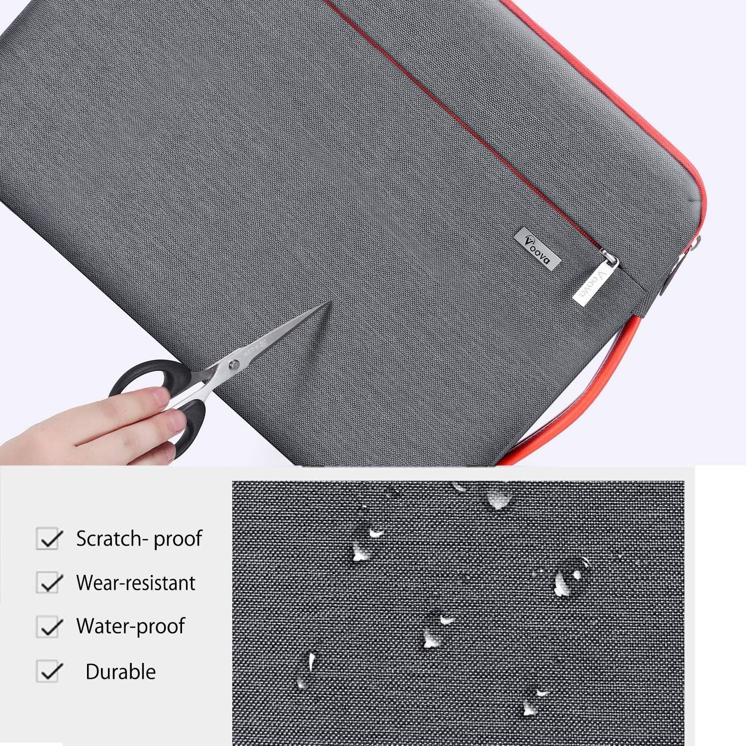 Voova 360°Protective Laptop Sleeve Case 14 15 inch,Waterproof Computer Cover Bag for MacBook Air 15 M2 2023,MacBook Pro 15,13.5 Surface Laptop 4/5,Dell/XPS 15/Inspiron 14 Pro,Chromebook 14,Grey-3