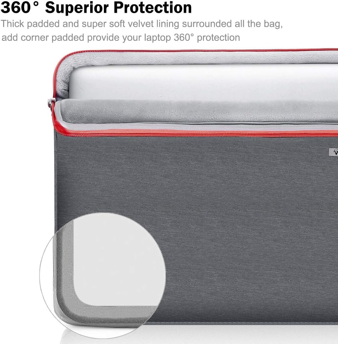 Voova 360°Protective Laptop Sleeve Case 14 15 inch,Waterproof Computer Cover Bag for MacBook Air 15 M2 2023,MacBook Pro 15,13.5 Surface Laptop 4/5,Dell/XPS 15/Inspiron 14 Pro,Chromebook 14,Grey-4