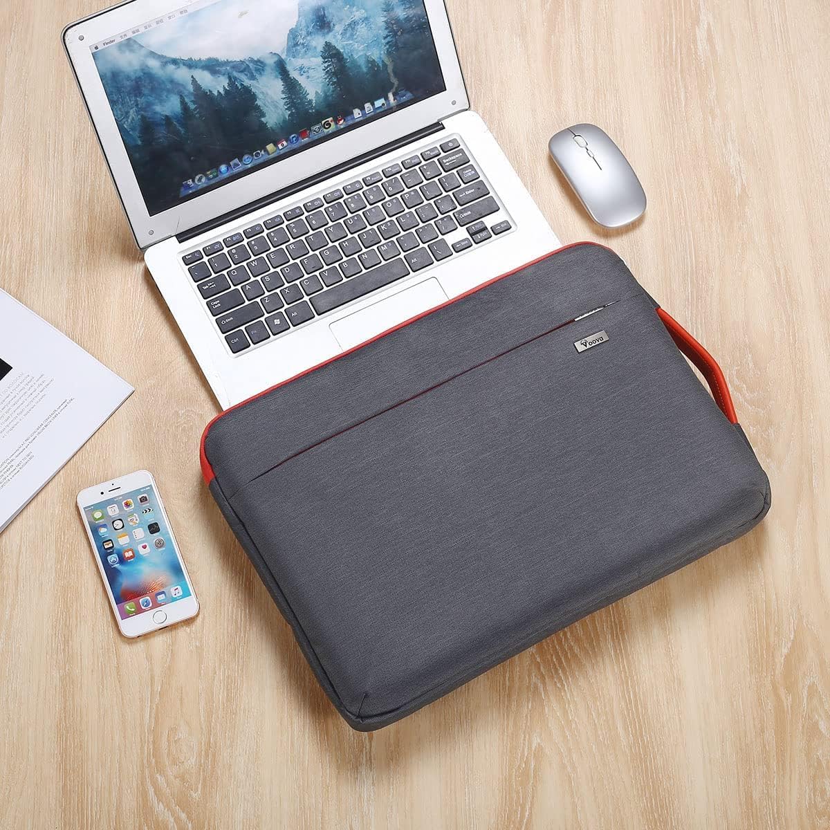 Voova 360°Protective Laptop Sleeve Case 14 15 inch,Waterproof Computer Cover Bag for MacBook Air 15 M2 2023,MacBook Pro 15,13.5 Surface Laptop 4/5,Dell/XPS 15/Inspiron 14 Pro,Chromebook 14,Grey-5