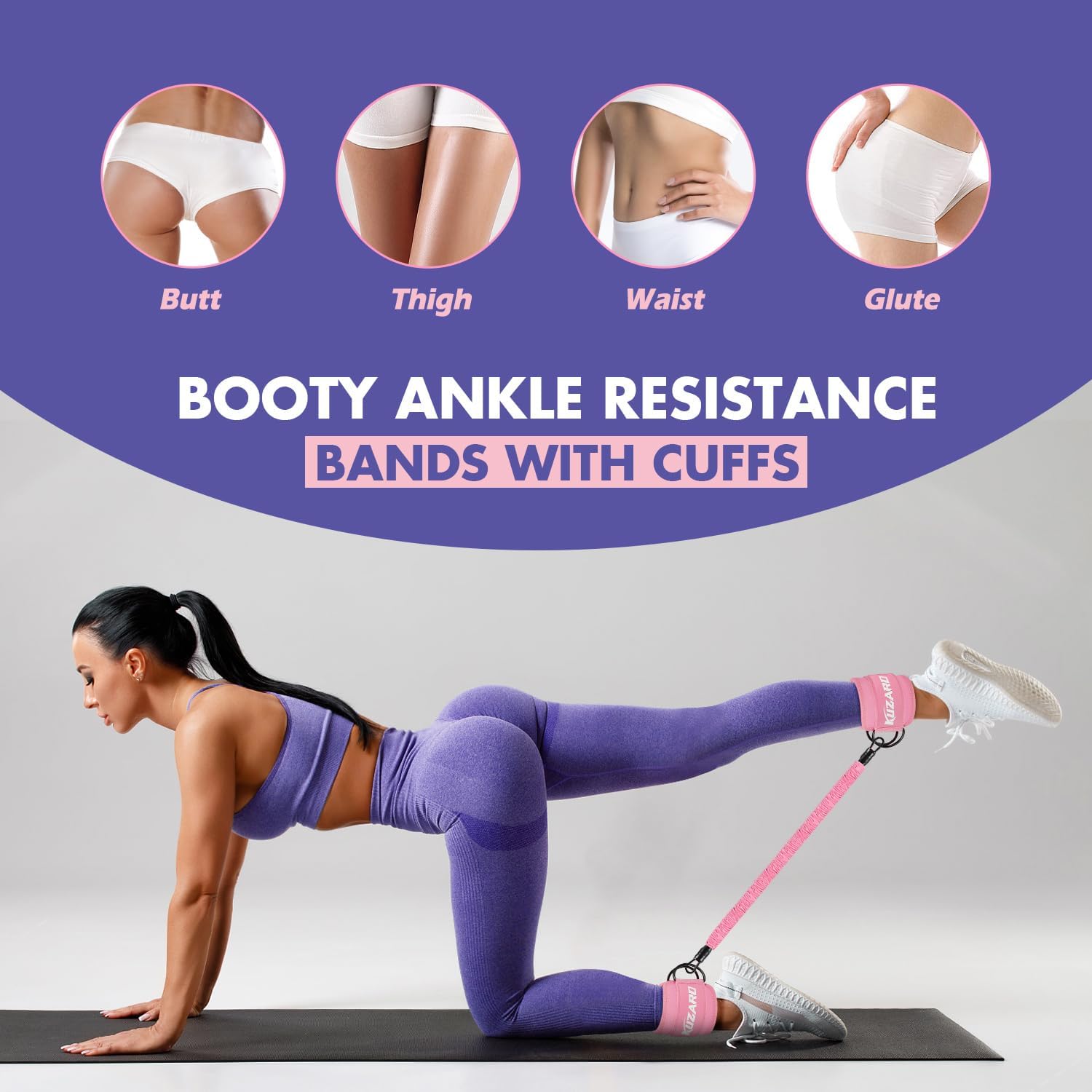 Resistance Bands Set with Ankle Straps, Glutes Workout Equipment, Ankle Weights Bands for Working Out, Butt Exercise Equipment for Women Legs and Glutes-1