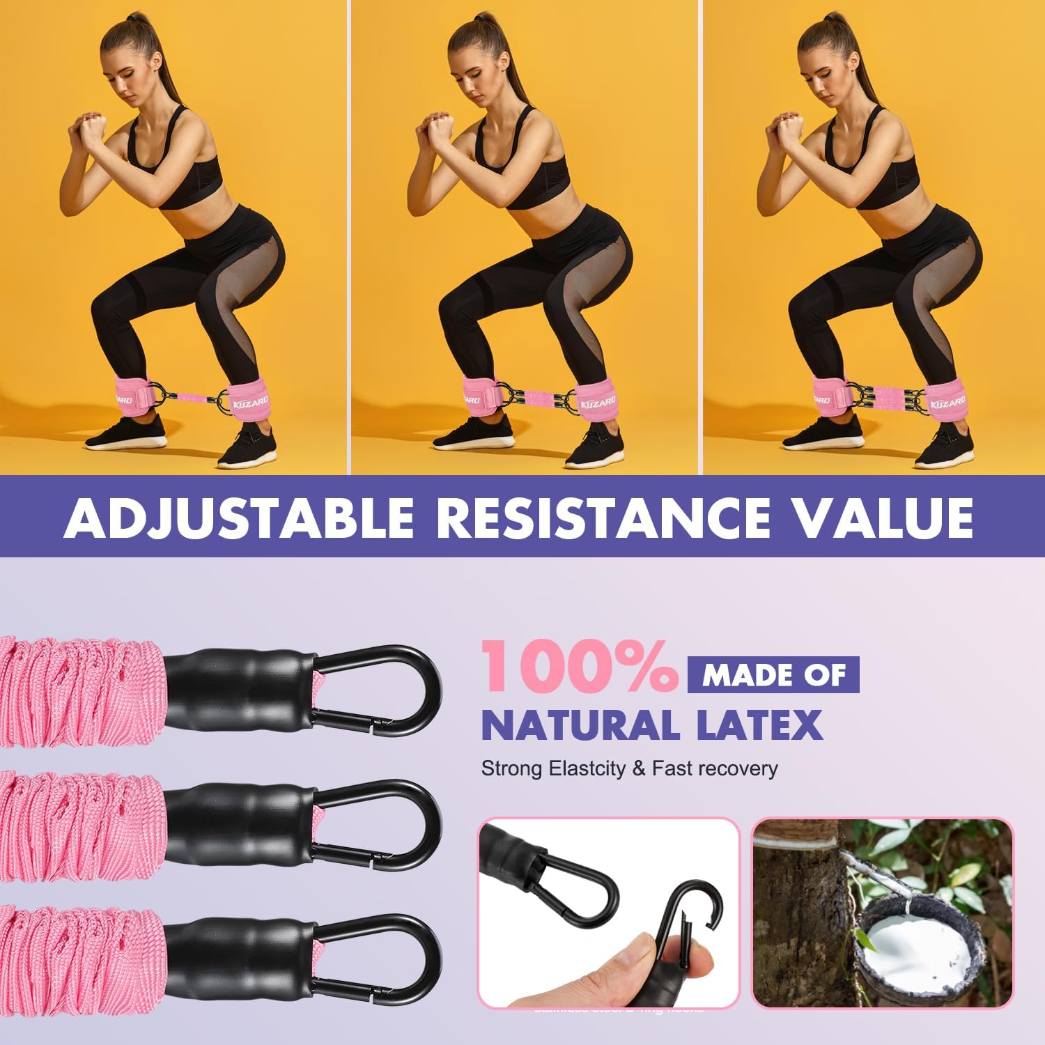 Resistance Bands Set with Ankle Straps, Glutes Workout Equipment, Ankle Weights Bands for Working Out, Butt Exercise Equipment for Women Legs and Glutes-5