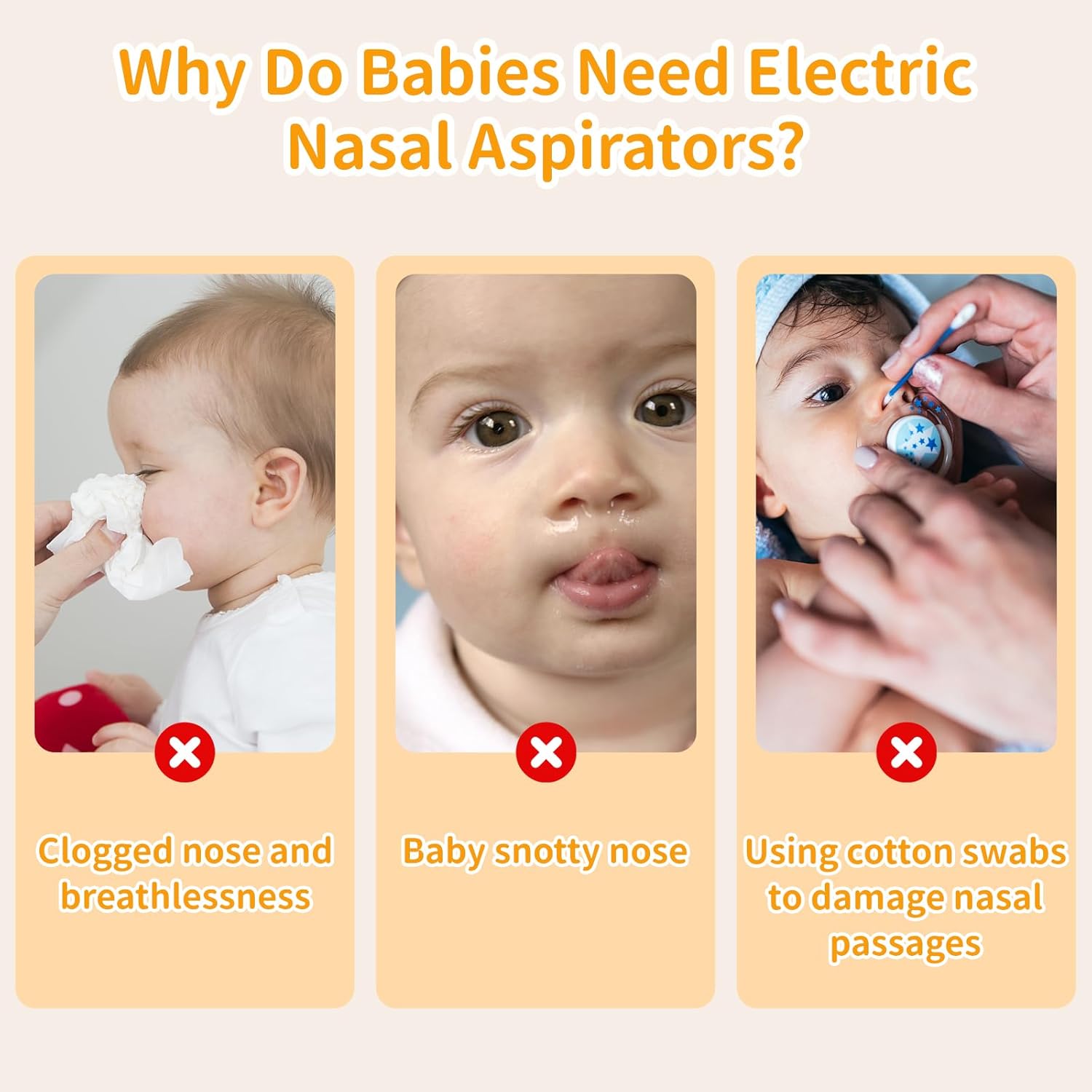 Nasal Aspirator Baby, Baby Nose Aspirator AOSITE Baby Nasal Sucker 9 Suction Levels Nasal Aspirators Electric Nose Sucker for Child Rechargeable Automatic Nose Cleaner Nose Sucker for Newborn-3