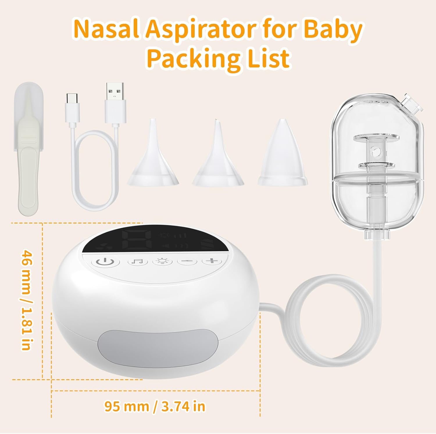 Nasal Aspirator Baby, Baby Nose Aspirator AOSITE Baby Nasal Sucker 9 Suction Levels Nasal Aspirators Electric Nose Sucker for Child Rechargeable Automatic Nose Cleaner Nose Sucker for Newborn-7