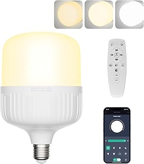 EMART 50W APP/Remote Control LED Light Bulb,Lectrodeless Dimming 3000K-6000K and Brightness Adjustable, E27,Softbox Light Bulb for Professional Photography Studio,Home,Office,Garden-1 Packs