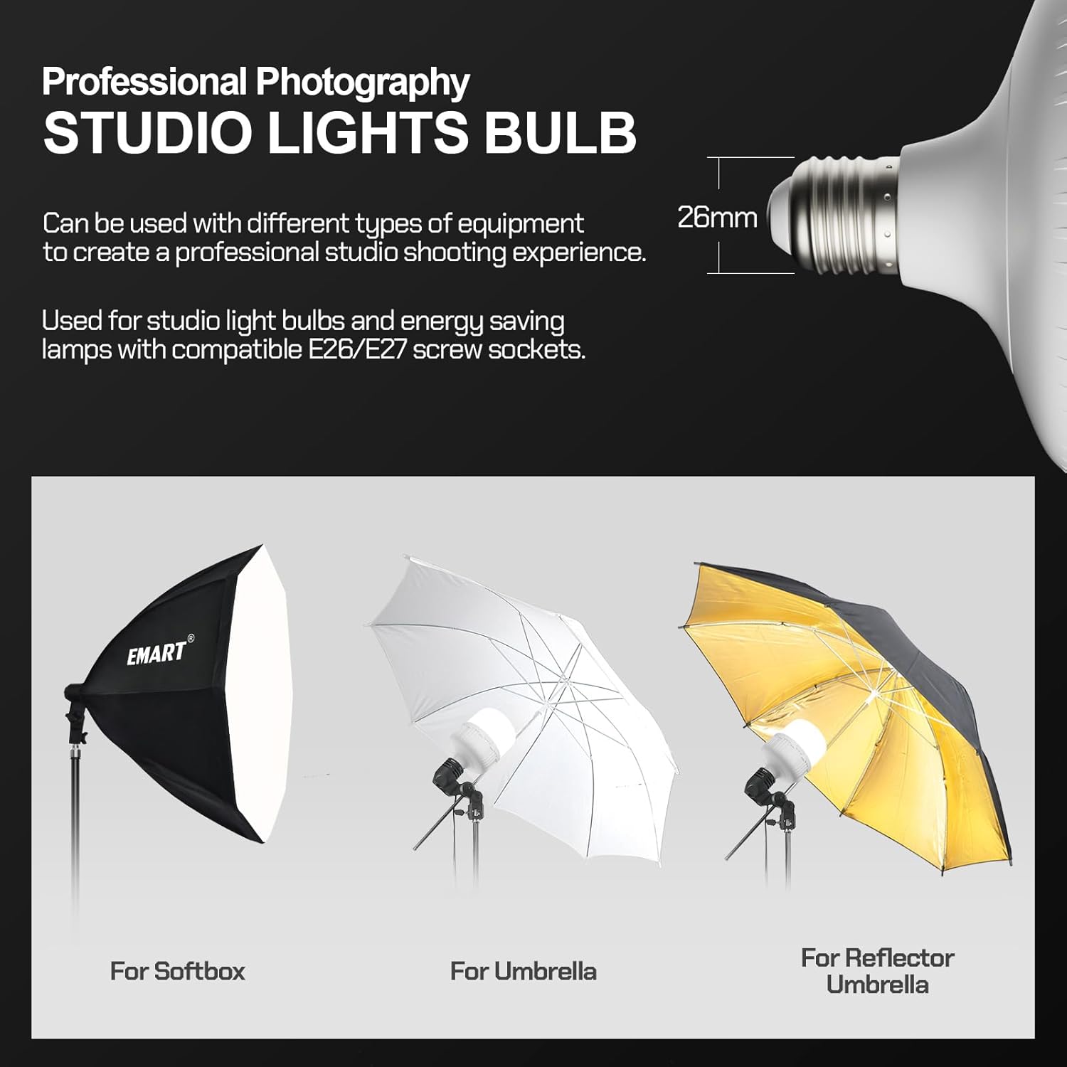 EMART 50W APP/Remote Control LED Light Bulb,Lectrodeless Dimming 3000K-6000K and Brightness Adjustable, E27,Softbox Light Bulb for Professional Photography Studio,Home,Office,Garden-1 Packs-5