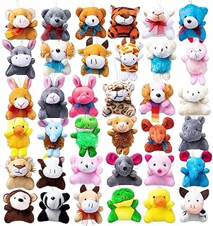 JOYIN 12 Pack Random Mini Animal Plush Toy Assortment (12 Units 3" Each),Bulk Stuffed Animals for Kids, Small Animals Plush Keychain Decoration, Carnival Prizes, Easter Party Favors