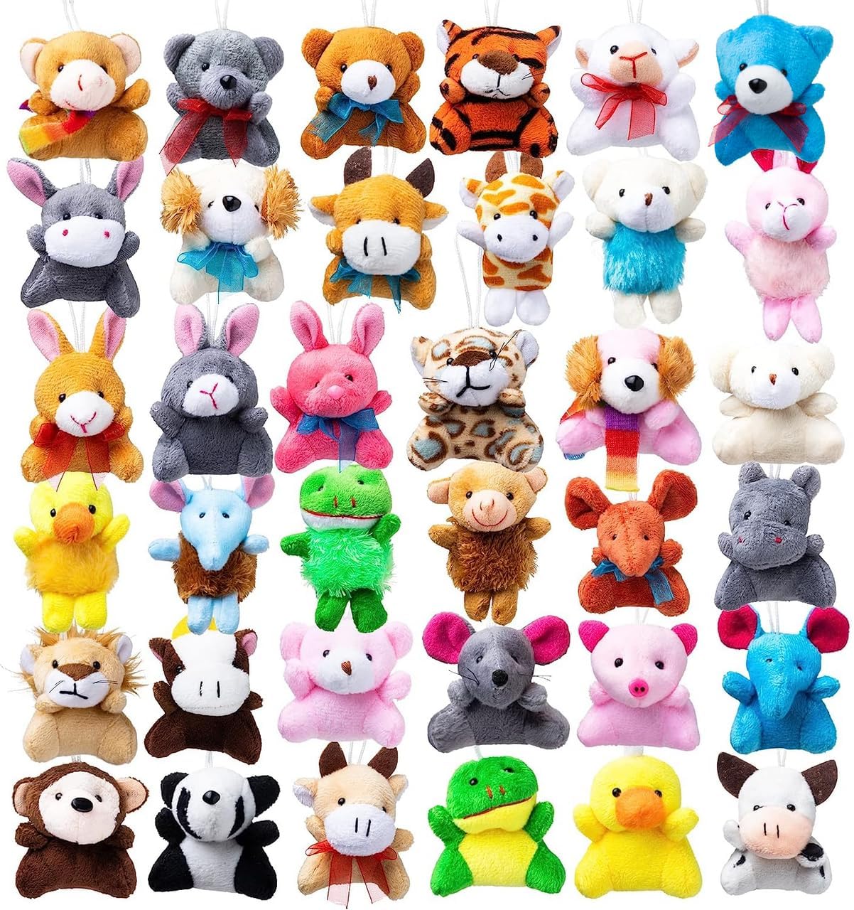 JOYIN 12 Pack Random Mini Animal Plush Toy Assortment (12 Units 3" Each),Bulk Stuffed Animals for Kids, Small Animals Plush Keychain Decoration, Carnival Prizes, Easter Party Favors-0