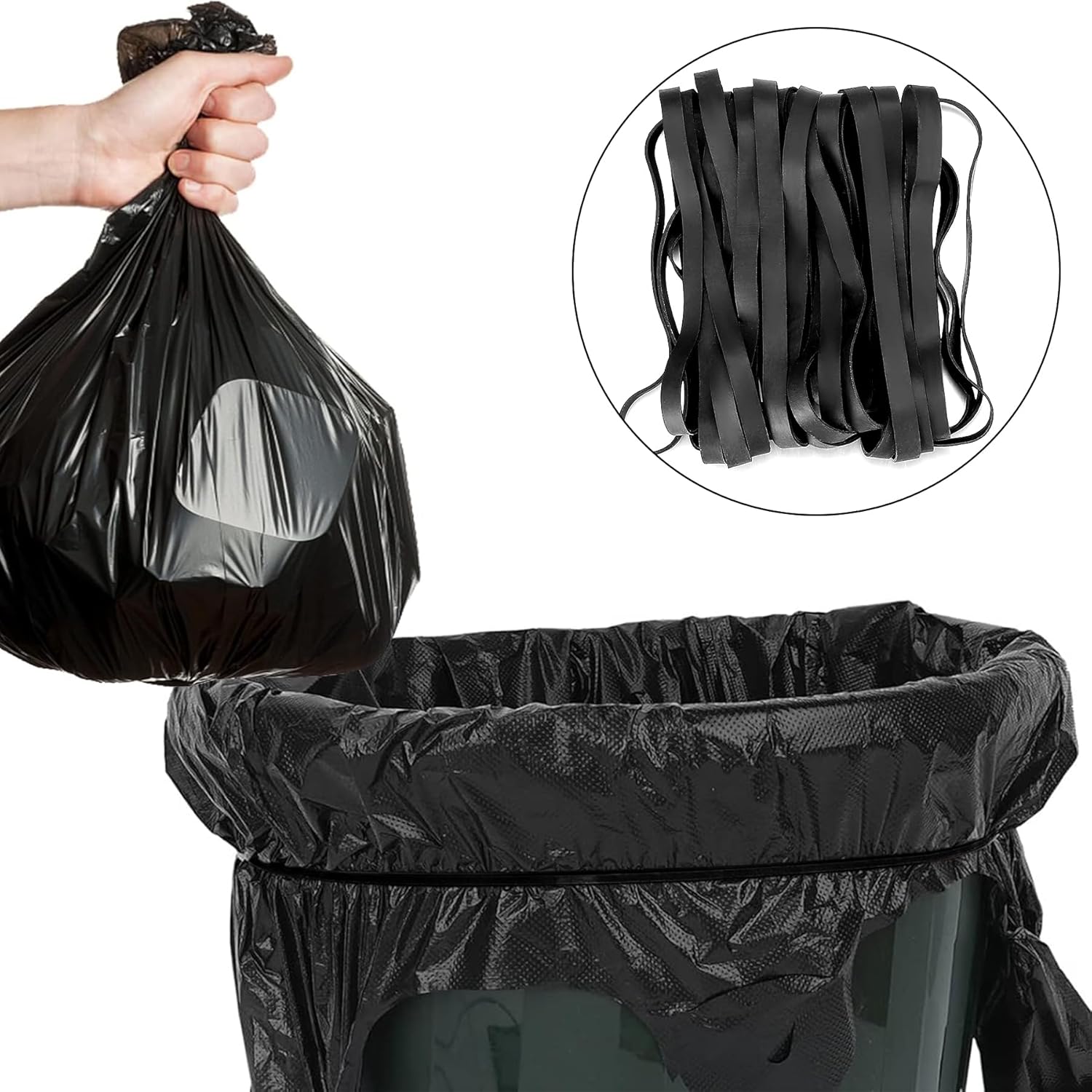 Heavy Duty Rubber Bands 20 Pcs Large Black Thick Elastic Rubber Bands 20 * 1cm Trash Can Band Rope Strong Durable Wide Wrapping Bands for Industrial Home Office School File Folders Garbage Can-5