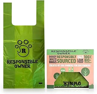 Responsible Owner Dog Poo Bags, 240 Environmentally Friendly, Extra Thick, Super Strong, 100% Biodegradable Dog Bags, With Easy-tie Handles, Leak-proof, Each Dog Poo Bag Measures 17 x 37cm