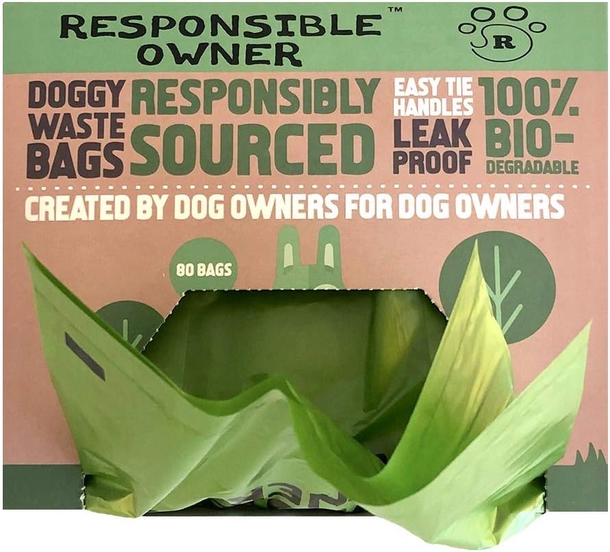 Responsible Owner Dog Poo Bags, 240 Environmentally Friendly, Extra Thick, Super Strong, 100% Biodegradable Dog Bags, With Easy-tie Handles, Leak-proof, Each Dog Poo Bag Measures 17 x 37cm-1