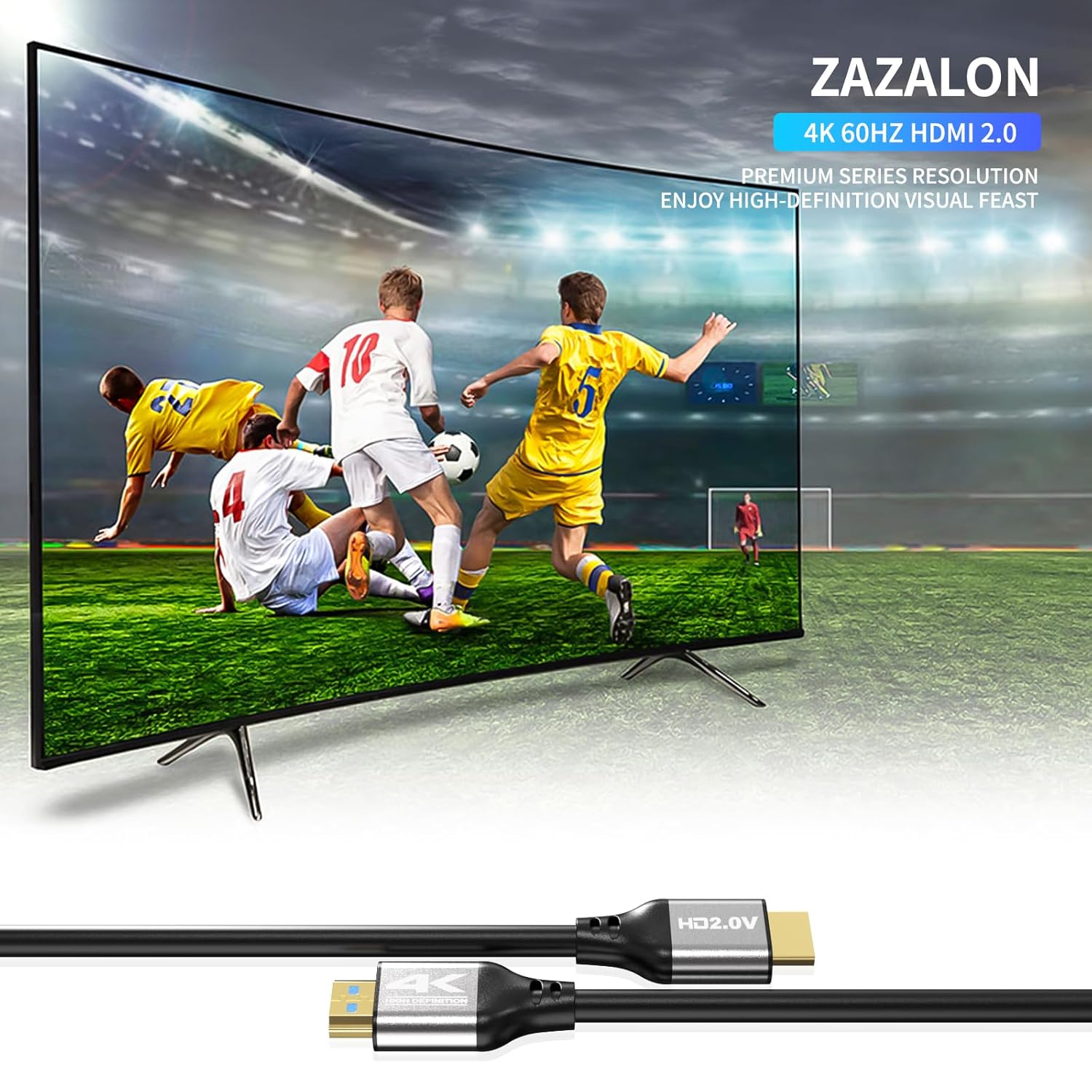 Zazalon 4k HDMI Cable 1.5M,High Speed HDMI 2.0 Cord, Support 4K@60Hz,ARC,HDR,3D,Ethernet,Compatible with Blu-Ray,PS3/4/5,Projector,TV,HDTV,PC,Laptop-1