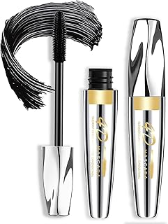 4D Silk Fiber Lash Mascara, Natural Smudge-proof & Waterproof Mascara, Black Thickening Lengthening Mascara Volume and No Clumping, Lasting All Day（Black,8g）