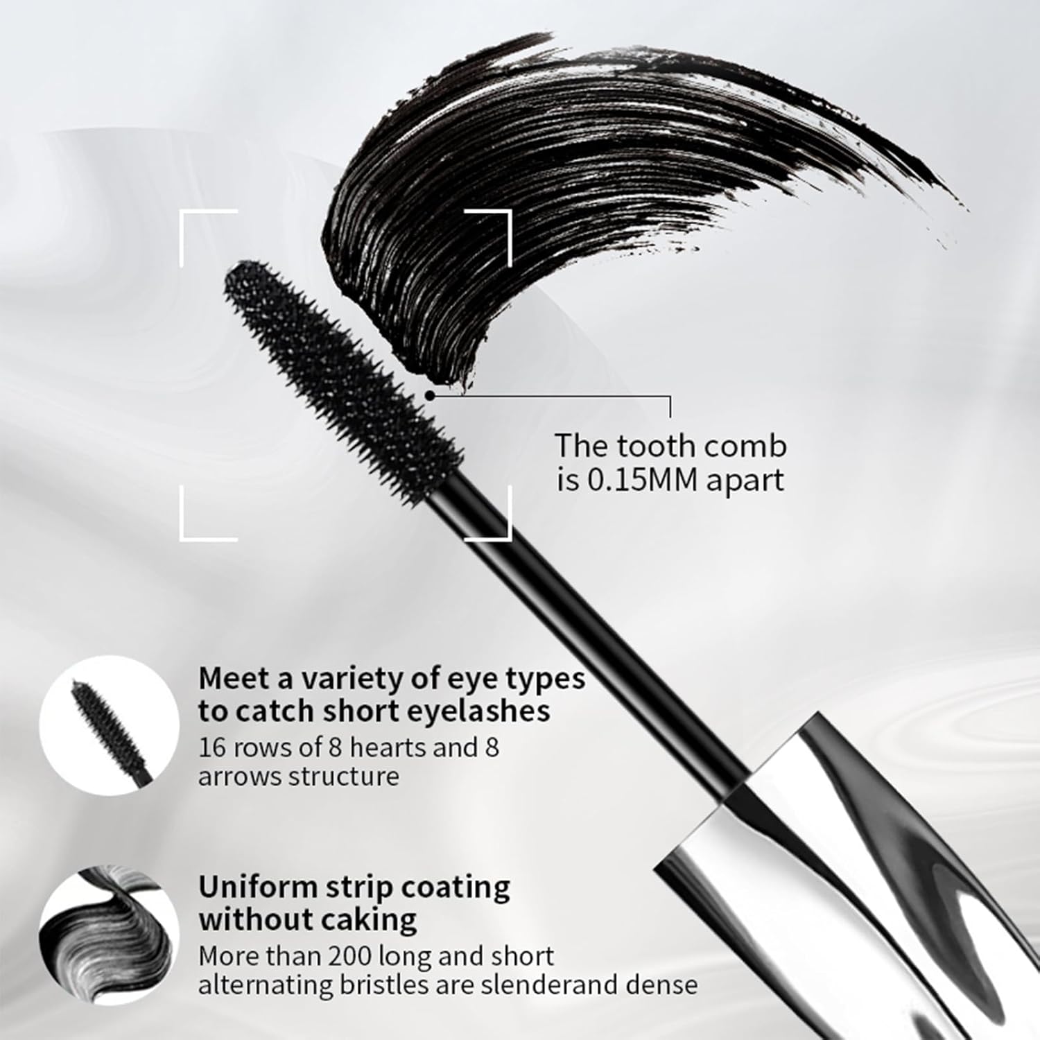 4D Silk Fiber Lash Mascara, Natural Smudge-proof & Waterproof Mascara, Black Thickening Lengthening Mascara Volume and No Clumping, Lasting All Day（Black,8g）-4