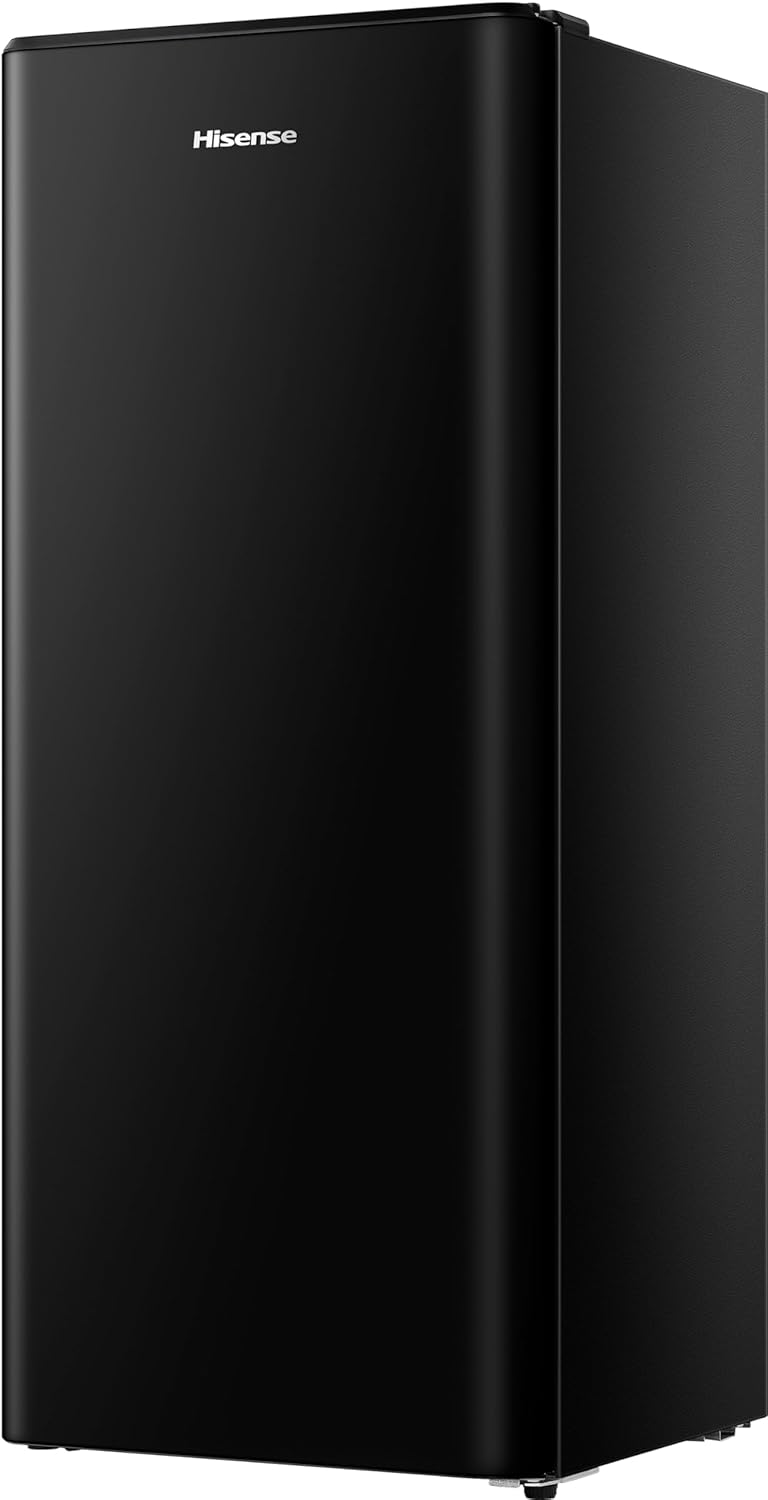 Hisense RR220D4BBE 52cm Freestanding Retro Fridge - 165-litre capacity with 4 star Ice box - Auto Defrost - Wine Rack - Black- E Rated, H128 x W51.9 x D51.3-0