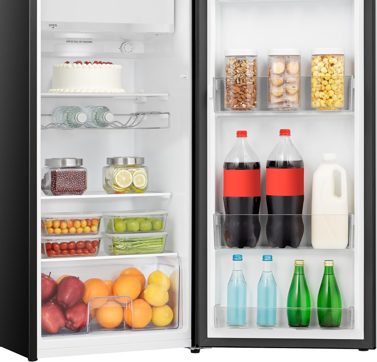 Hisense RR220D4BBE 52cm Freestanding Retro Fridge - 165-litre capacity with 4 star Ice box - Auto Defrost - Wine Rack - Black- E Rated, H128 x W51.9 x D51.3-7