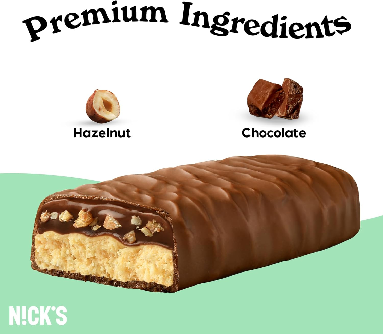 NICKS Keto Protein Bar Hazelnut Chocolate, 15 g Protein, 209 Calories, Low Carb Nougat Snacks without Added Sugar Gluten Free (12 x 50 g)-3