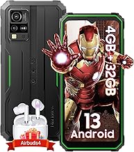 Blackview BV4800 Rugged Smartphone, Android 13 Rugged Phone, 5180mAh Battery, 4GB+32GB/2TB TF, 6.56''HD+, 13MP+5MP Camera, 4G Dual SIM IP68 Waterproof Mobile Phones, GPS, Face Phone Unlocked - Green