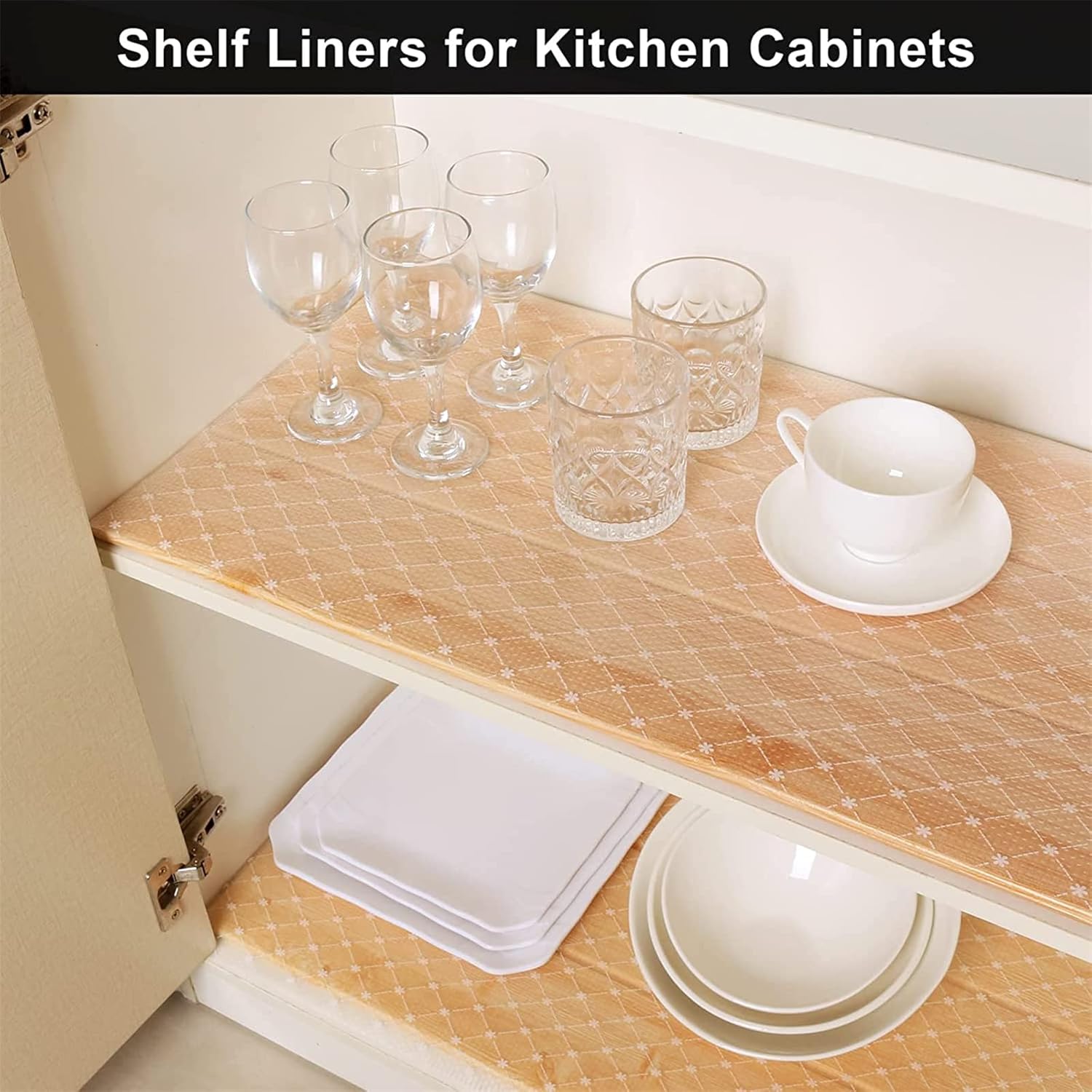 ATHEM Drawer Liners, Shelf Liner, Cabinet Liner for Kitchen, Slip Waterproof Washable Kitchen Drawer Liner, Durable Fridge Liners, 44x500CM Cupboard Liner Non-Adhesive for Home Office-3