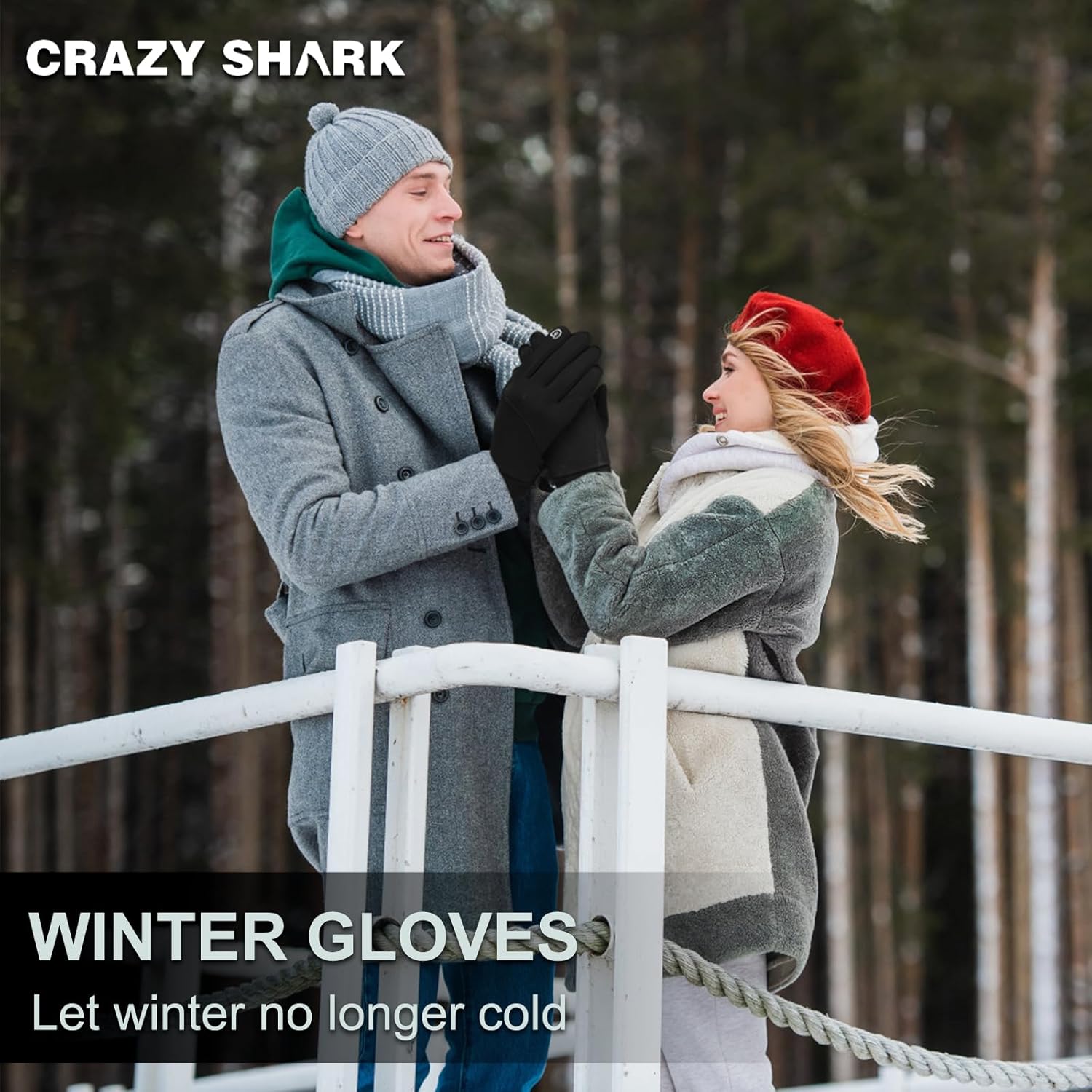 CRAZY SHARK Winter Warm Gloves, Windproof Water-Resistant Thermal Gloves Anti-slip Touch Screen Cycling Gloves for Men Women Hiking Climbing Riding Bike Outdoor Sports-6