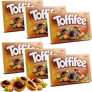 Hazelnut in Caramel with Nougat Cream and Chocolate - 6 Box Multipack Contains Toffifee 125g x 6 ( 90 Pieces )