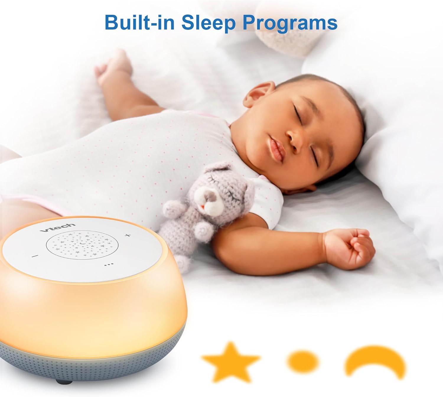 VTech BC8213 V-Hush Junior Sleep Training Soother with 40 Stories/Songs/Sounds & Record Your own Voice. Portable Bluetooth HD Speaker, 250+ Multi-Colour Night Light, Ceiling Projector-8