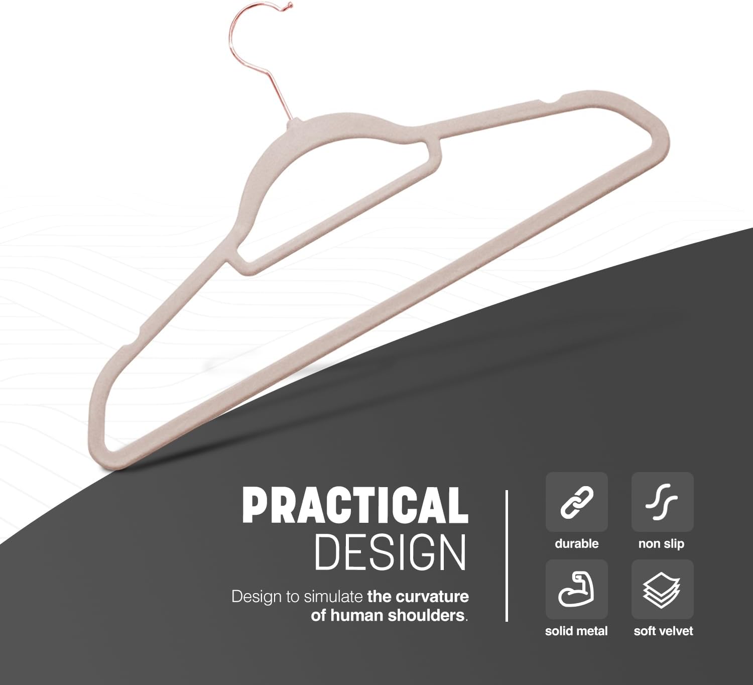 KEPLIN Velvet Hangers 50 Pack - Non-Slip Clothes Hangers with Tie Bar & 360° Hook - Durable & Sturdy, Space-Saving Wardrobe Organisers for Suits, Jackets & Clothes- Home Storage Solution (Blush Pink)-2