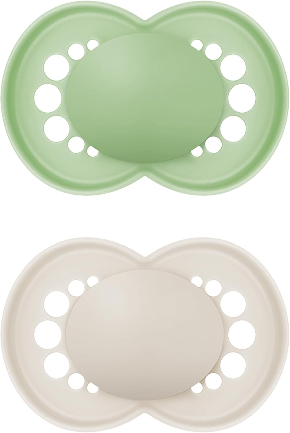 MAM Original Soother 6+ Months (Pack of 2), Baby Soother Made from Sustainable Material, SkinSoft Silicone Teat, with MAM Soother Case, Cream (Designs May Vary)-0