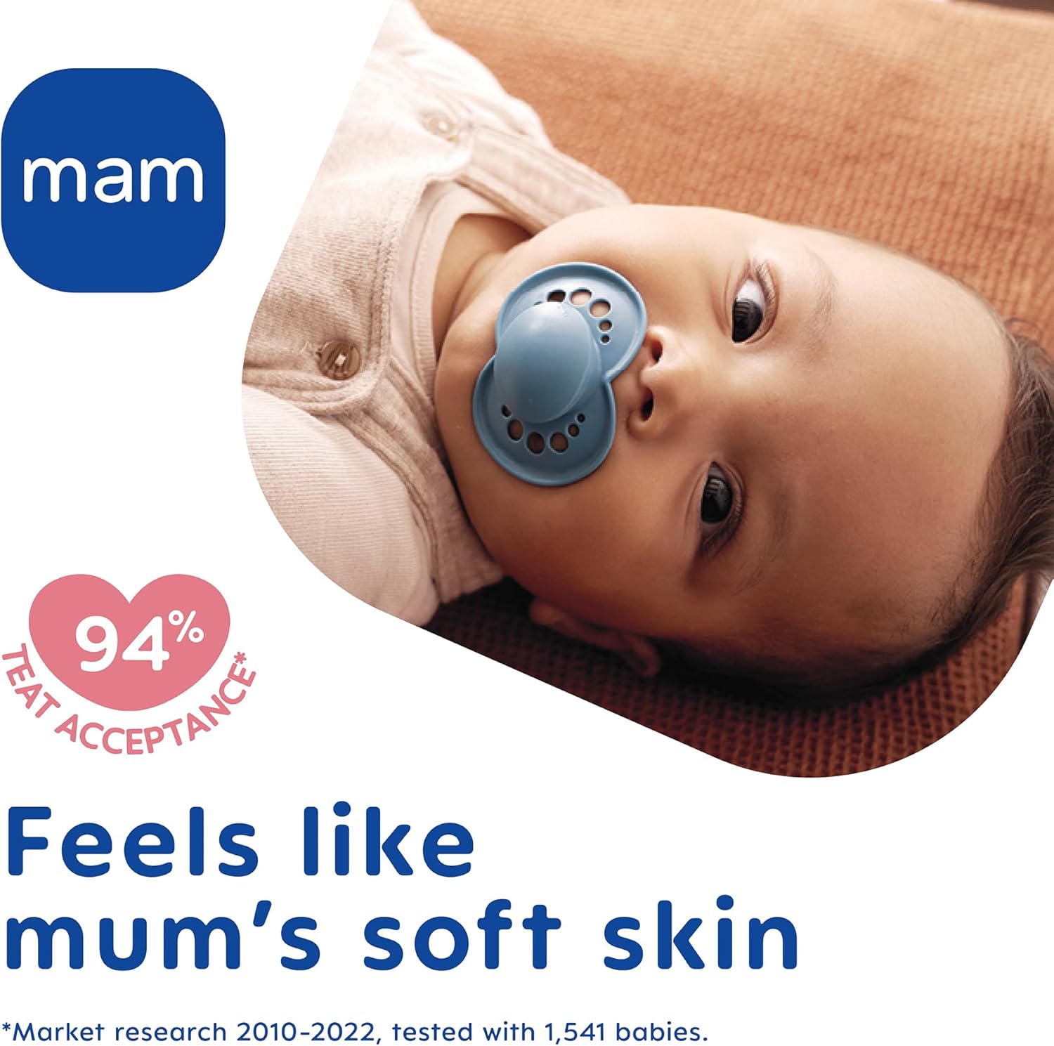 MAM Original Soother 6+ Months (Pack of 2), Baby Soother Made from Sustainable Material, SkinSoft Silicone Teat, with MAM Soother Case, Cream (Designs May Vary)-2