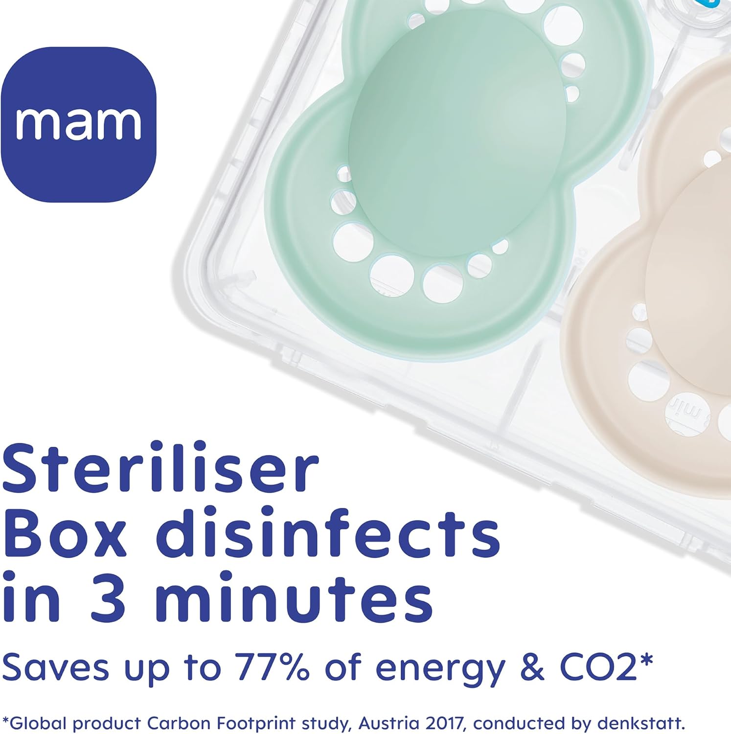 MAM Original Soother 6+ Months (Pack of 2), Baby Soother Made from Sustainable Material, SkinSoft Silicone Teat, with MAM Soother Case, Cream (Designs May Vary)-3