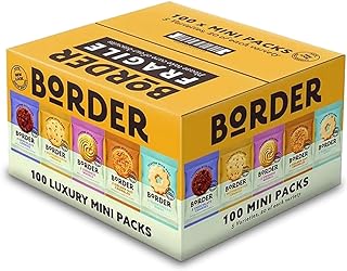 Border Biscuits Luxury Biscuit Selection 100 Mini Packs with 5 Varieties (1 Box (100 Per Box))