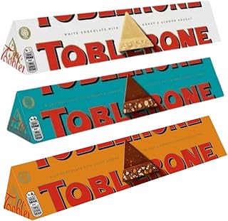 Chocolate Bundle with Toblerone White Chocolate Large Bar 360g With Crunchy Almonds Chocolate Bar 360g & Orange Twist 360g (3 Pack)