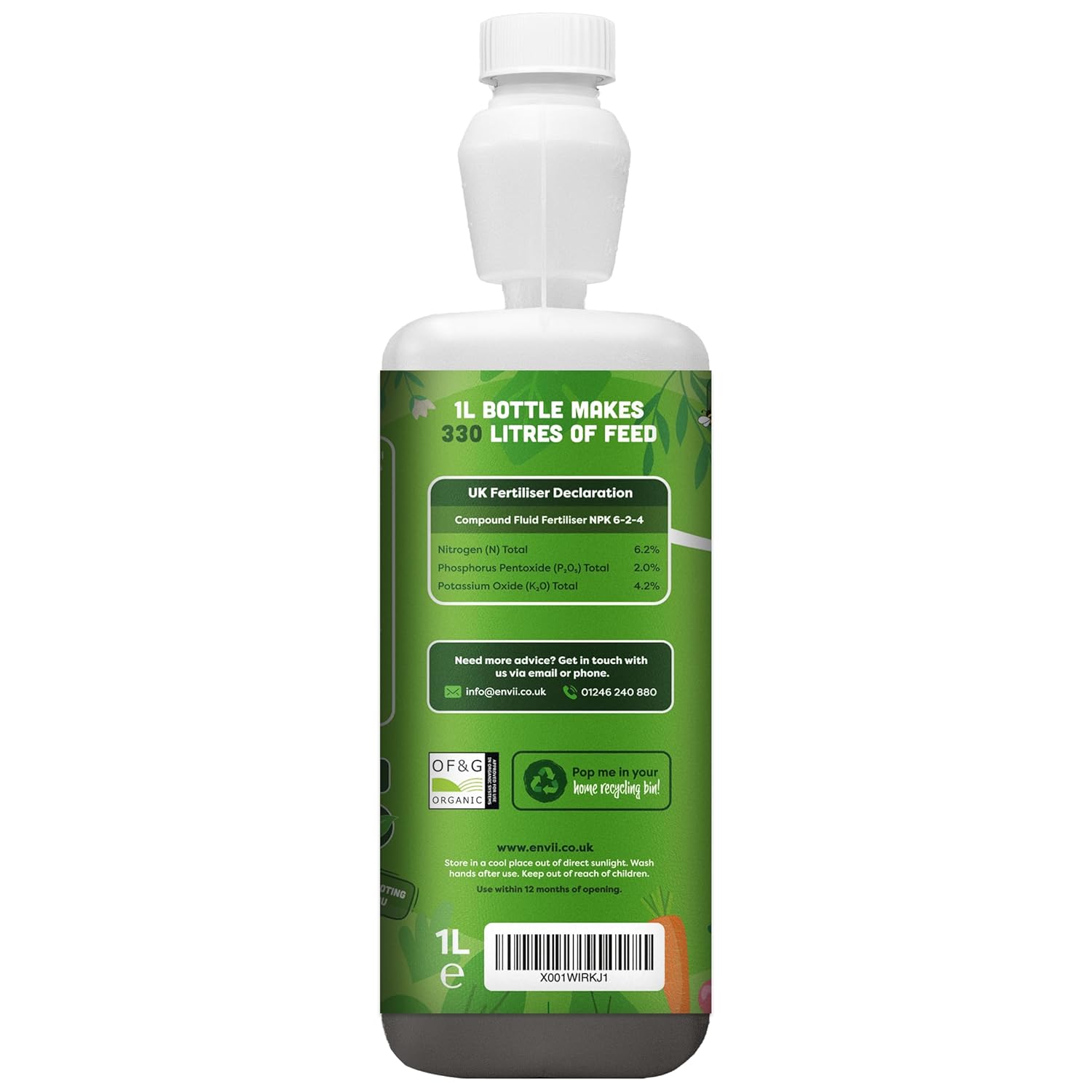 Envii Allgrow - Organic House Plant Food – Indoor & Outdoor Multipurpose Plant Fertiliser Liquid Feed - 1 Litre Makes 330 Litres-1