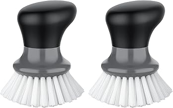 MR.SIGA Palm Dish Brush with Ergonomic Handle, Kitchen Brush for Pot Pan Plate Sink Cleaning, Grey, Pack of 2