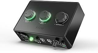 FIFINE Computer Audio Interface with XLR Microphone Input,Monitor jack,48V Phantom Power for Music Recording,Podcast,USB Audio Mixer with Gain Knob for Vocal/Streaming/Guitar/Video Creation-Ampli 1