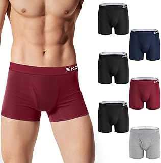 IGOLUMON Mens Boxers Shorts Multipack 6 Pack Mens Bamboo Rayon Underwear with Open Fly Pouch Men's Underpants Moisture Wicking Fitted Hipster Briefs