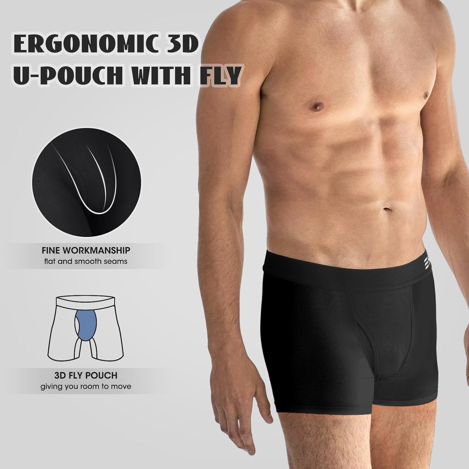 IGOLUMON Mens Boxers Shorts Multipack 6 Pack Mens Bamboo Rayon Underwear with Open Fly Pouch Men's Underpants Moisture Wicking Fitted Hipster Briefs-2