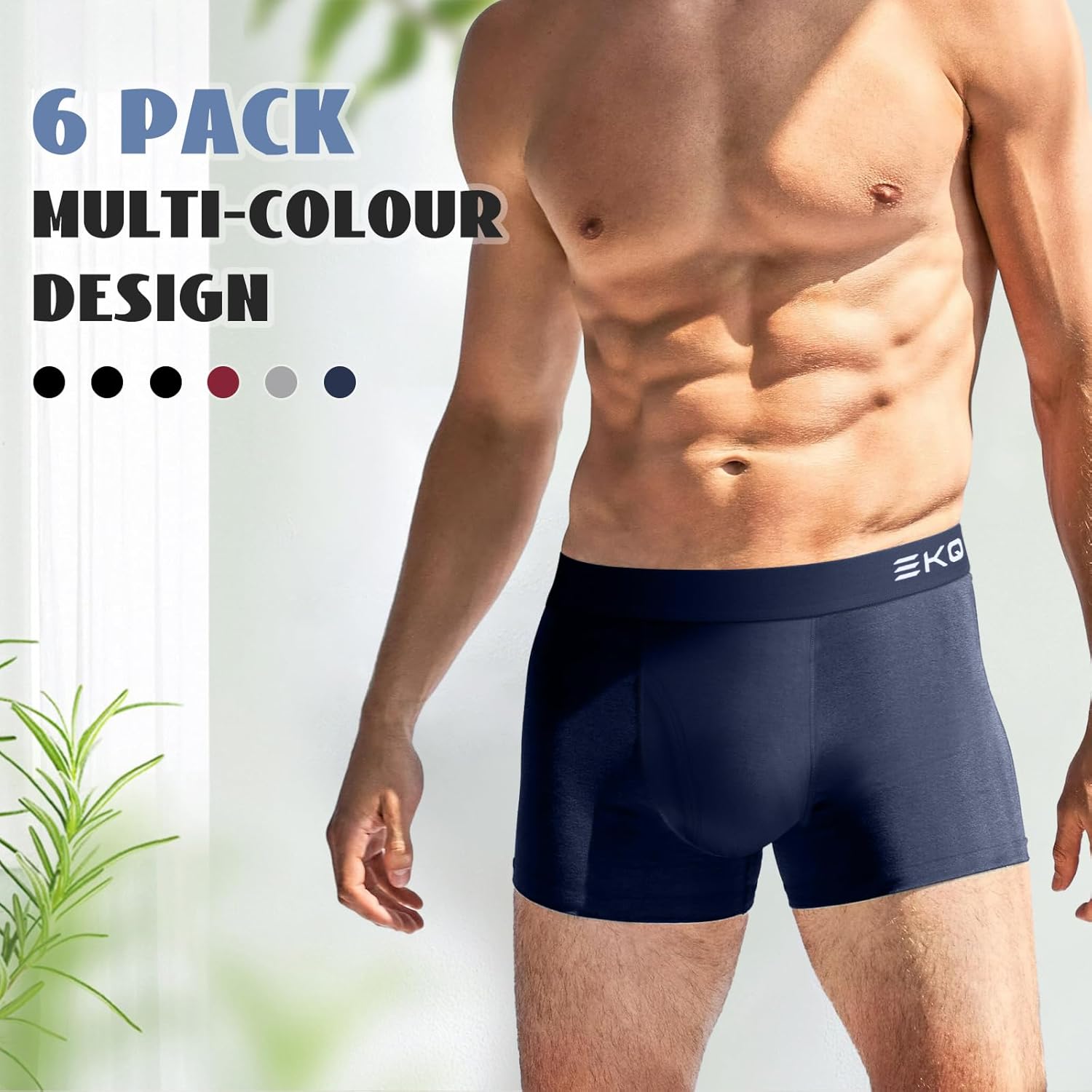 IGOLUMON Mens Boxers Shorts Multipack 6 Pack Mens Bamboo Rayon Underwear with Open Fly Pouch Men's Underpants Moisture Wicking Fitted Hipster Briefs-5