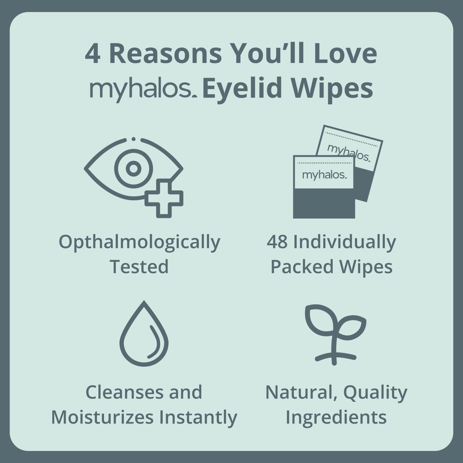 MyHalos 48 Hydrating Eye Wipes for Dry Eyes & Computer Vision Syndrome - Soothing Tea Tree Eyelid Wipes For Blepharitis - Dry Eye Wipes For Blepharitis - Gentle Formula-5