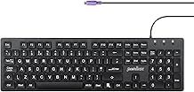 Perixx PERIBOARD-117P Wired PS/2 Full Size Keyboard, Bright Large Print, Durable, Compatible with Windows, Classic Black, UK QWERTY