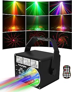 Vicalo Disco Lights Party Lights with Remote Control, DJ Lights LED Projector Music Controlled Stage Effect Lights, Disco Light Projector for Parties, Home, Christmas, Birthday, Karaoke, KTV, Bar