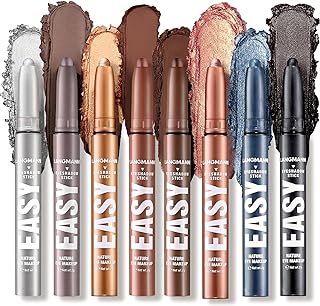 LANGMANNI Eyeshadow Stick, 6 PCS Multi-Color Eyeshadow Pen Set, Creamy Long-Lasting Eye Makeup Kit, Natural & Shimmer Shades Contour Stick, Perfect Gifts For Women (#F-8 Colors)