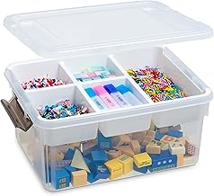 Citylife 16L Craft Box, 2 Layers Craft Organizer and Storage Bins with Removable Tray, Clear Plastic Box large Storage Box with Lid Stackable Storage Boxes for Home, School, Office