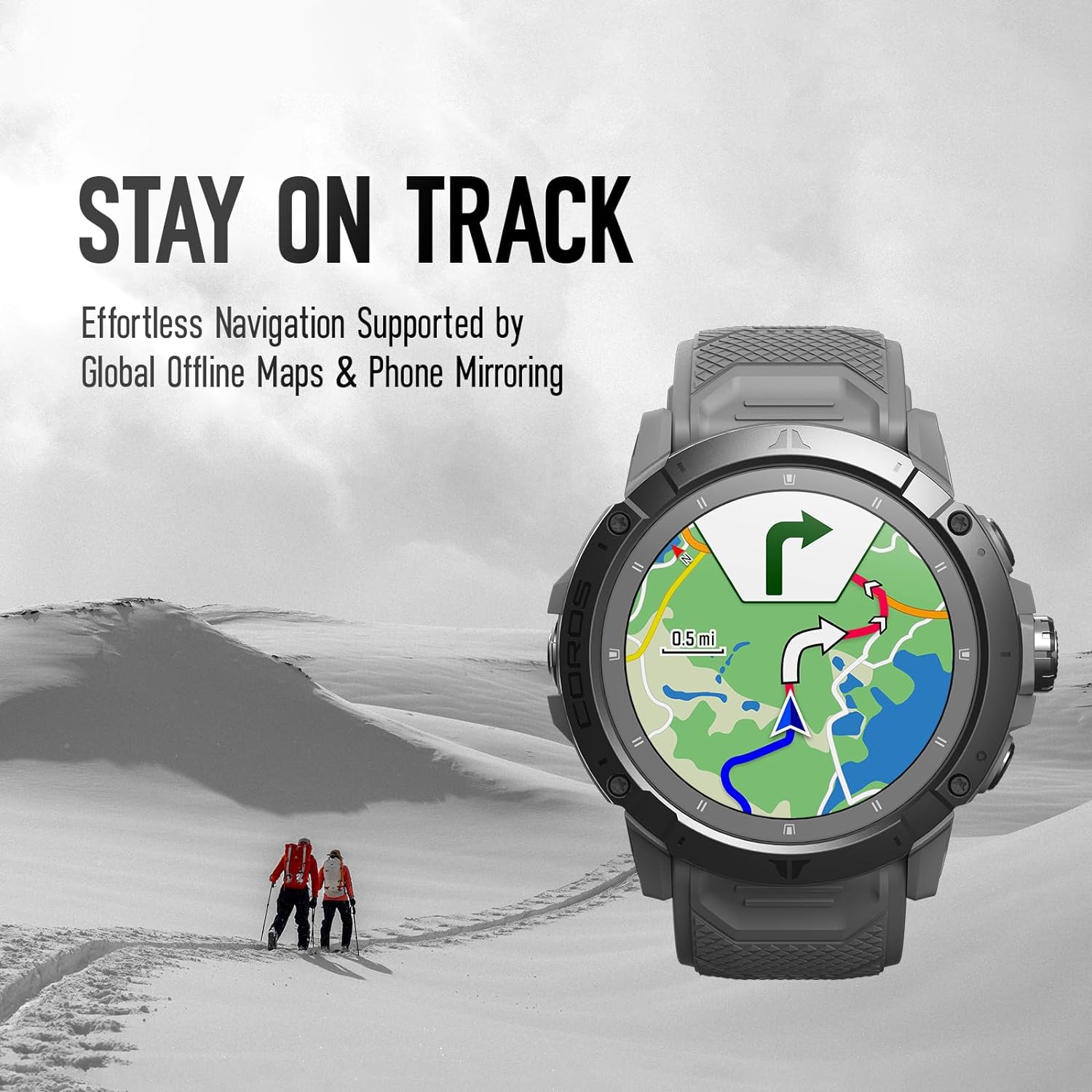 COROS VERTIX 2S Adventure GPS Watch, 40 Days Battery Life, GPS Navigation with Global Offline Maps, Route Planner, Heart Rate Monitor, Wall Climbing, Skiing, Running, Biking- Noon silver-4