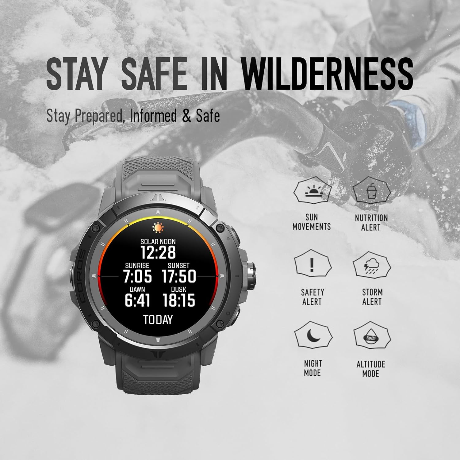 COROS VERTIX 2S Adventure GPS Watch, 40 Days Battery Life, GPS Navigation with Global Offline Maps, Route Planner, Heart Rate Monitor, Wall Climbing, Skiing, Running, Biking- Noon silver-6